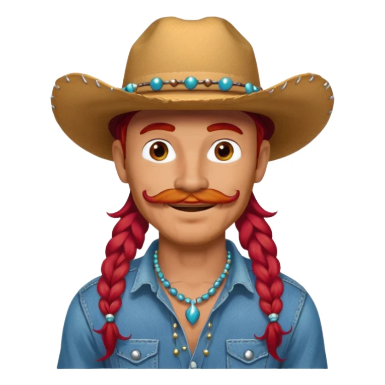mustached cowboys bead and long red hair with tattoos on face  sticker