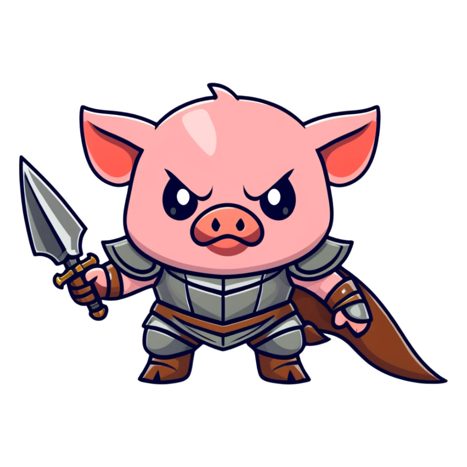 angry Minecraft baby Piglin in leather armor sticker