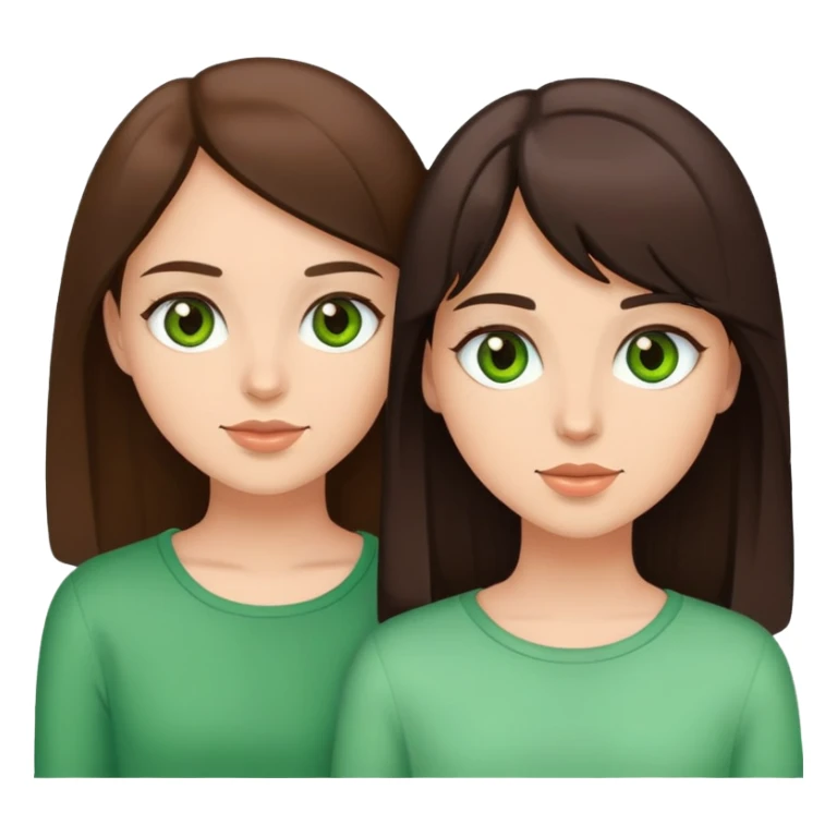 two brunette besties one with brown eyes one with green sticker