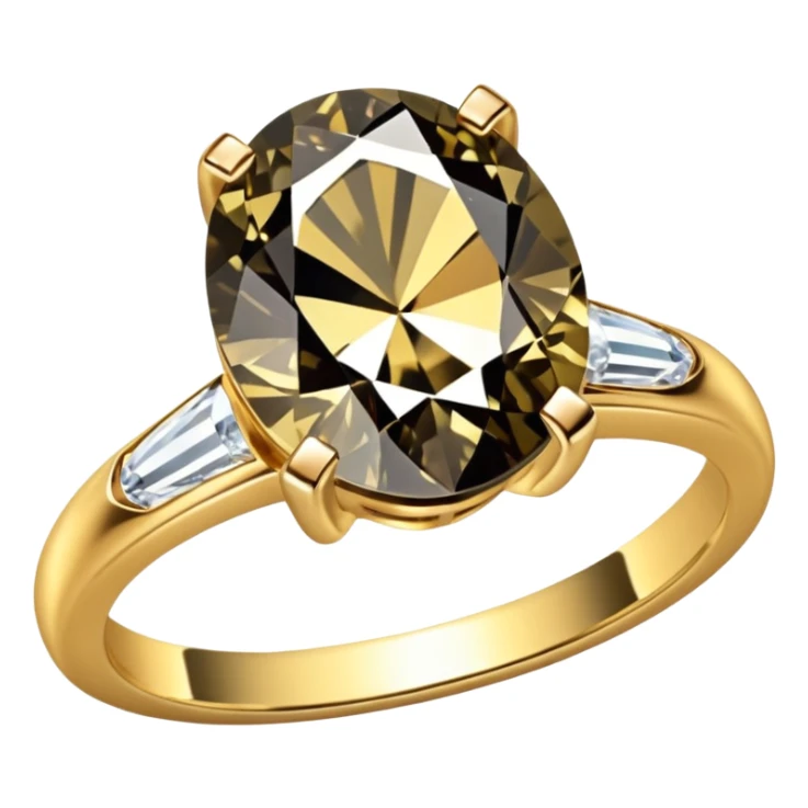 a luxurious gold diamond ring, plain band and large oval diamond stone sticker