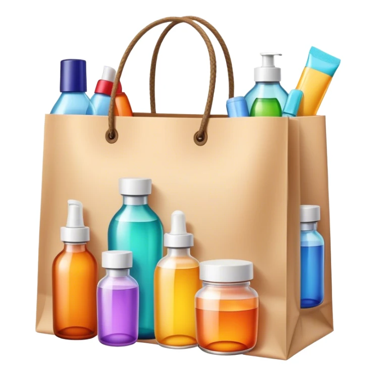 Shopping bag with skincare in it sticker