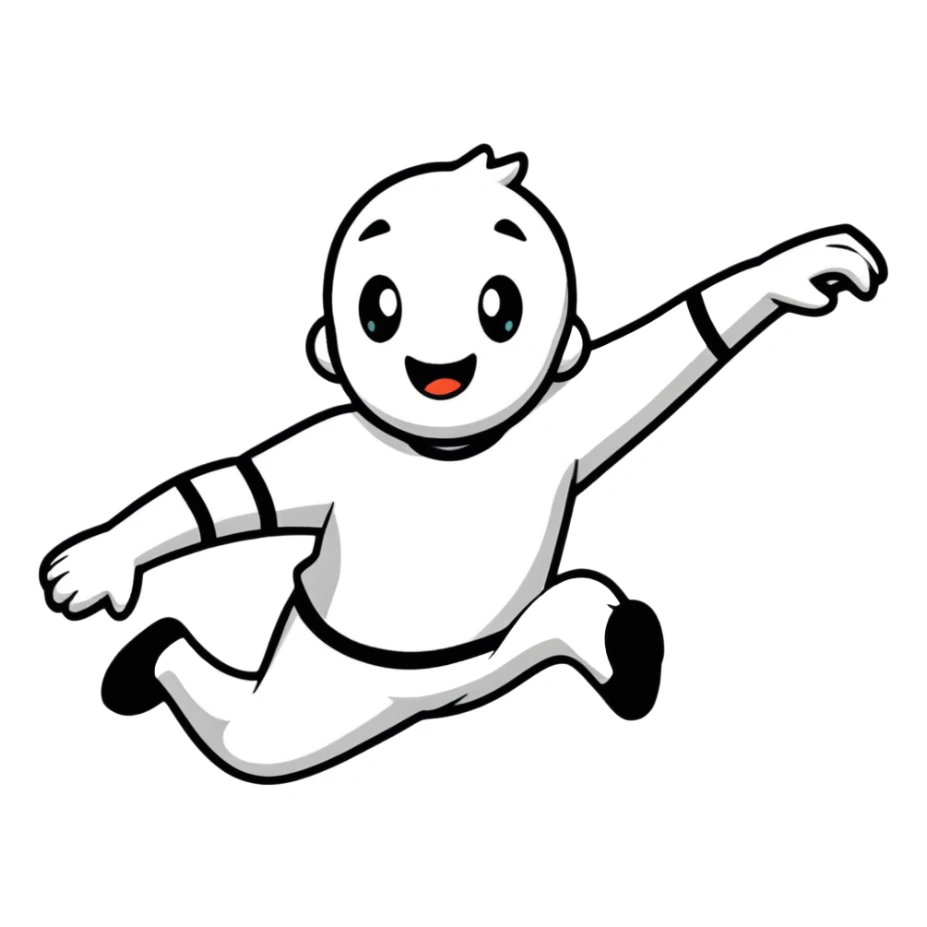 Colorful cartoon character jumping with joy sticker