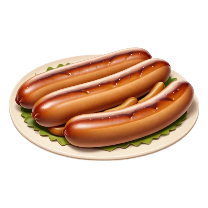 Cinematic Realistic Bratwurst Dish Emoji, showcasing a succulent, grilled sausage with a crispy exterior rendered with lifelike detail and warm, dynamic lighting. sticker