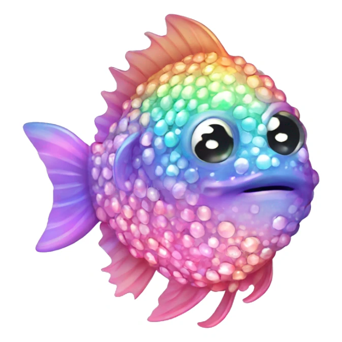 Kawaii bedazzled iridescent fish kissing eachother  sticker