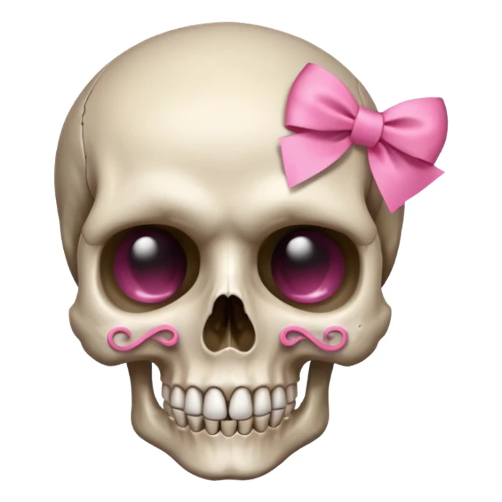 A skull with a small pink ribbon on the side of its head sticker