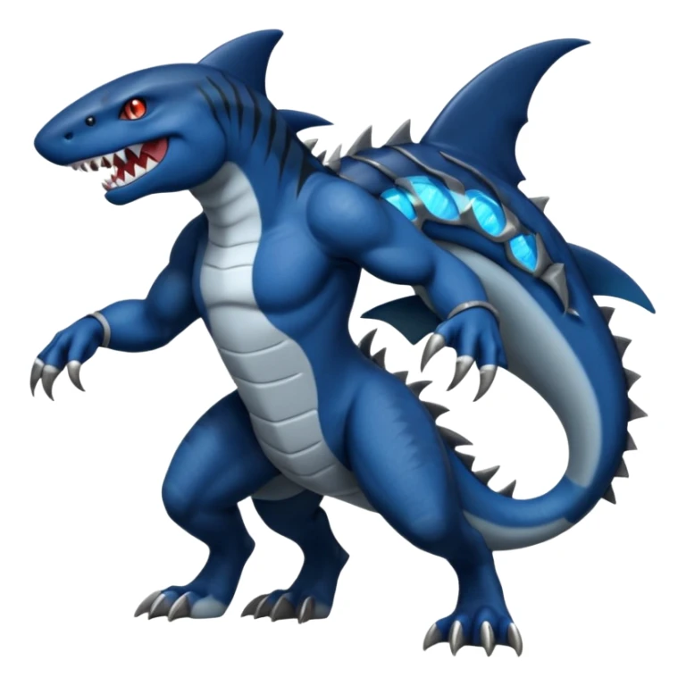 dark-deep-denim-steel-cobalt-blue 4-legged digitigrade land-shark-landhai-gremz-wickerbeast-vernid-sergal-sharpedo-houndoom-hybrid-fusion-creature, full body sticker