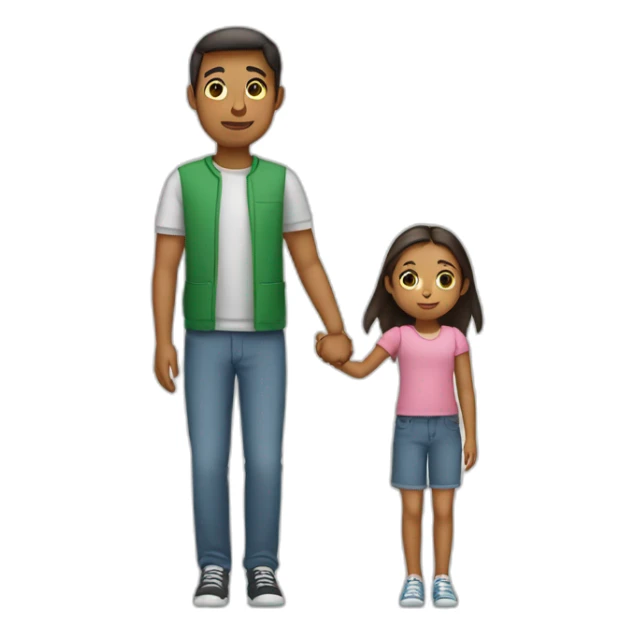 girl holding her father’s hand sticker