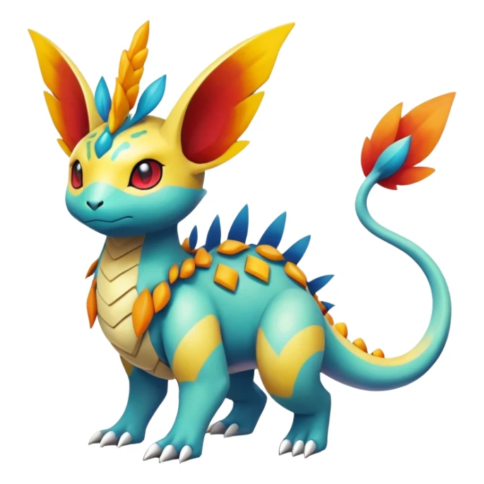 exotic fantasy-creature-Fakémon-Pokémon, full body, with random markings sticker