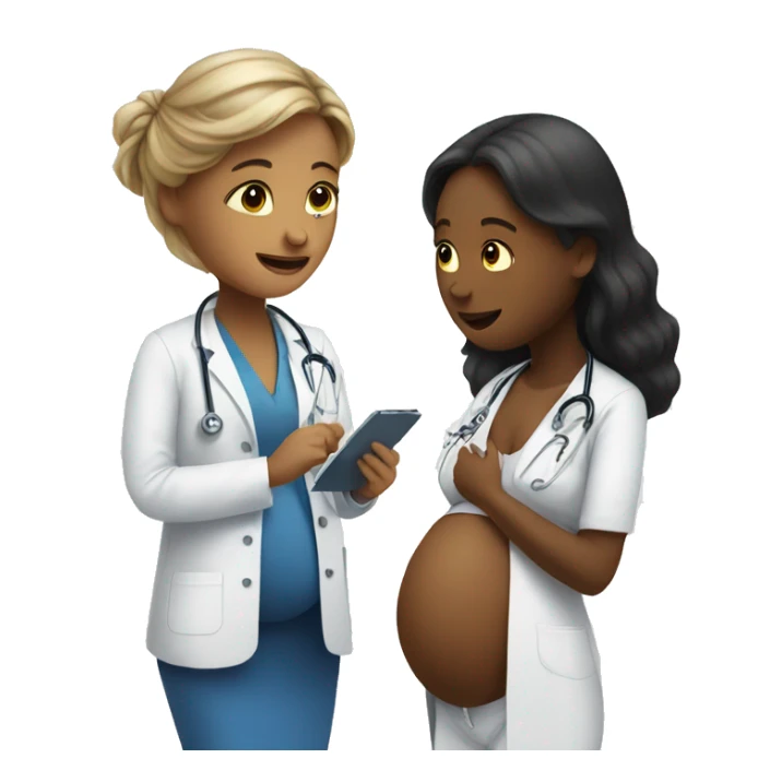 pregnant girl talking to a doctor sticker