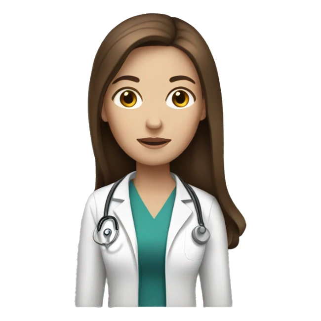 White female doctor with long brown hair  sticker