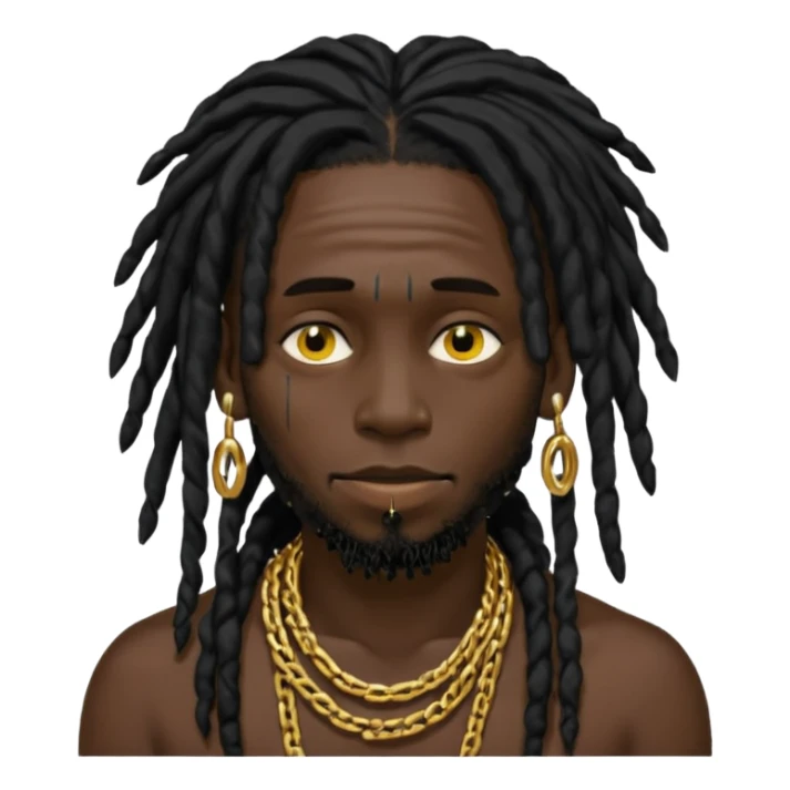 black man with black dreads covering face and percings sticker