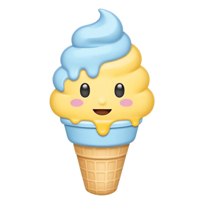 Ice cream emoji, pastel blue & yellow palette
Flat vector, minimal, cute emoji style sticker