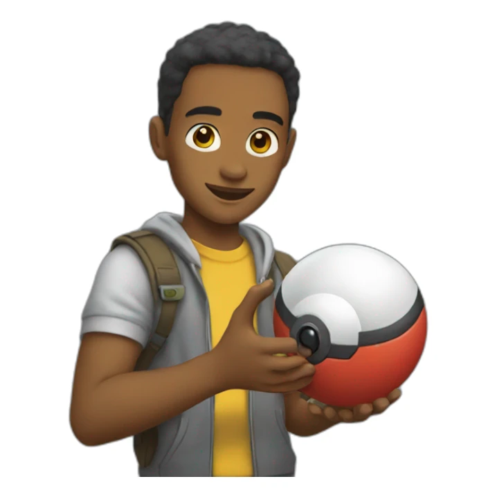 Emoji holding pokemon ball sticker
