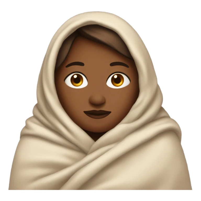 Brown skin woman snuggles in blanket  sticker