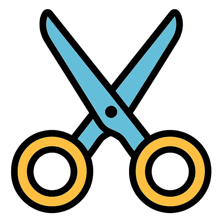 modern logo of a haircut or scissors, clean lines, minimal color sticker