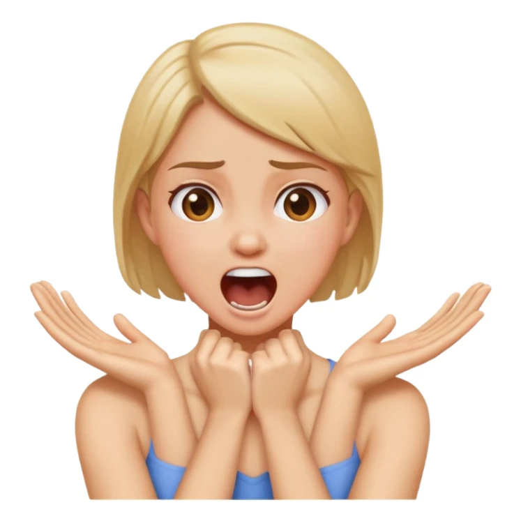 Arms crossed holding neck girl screaming sticker