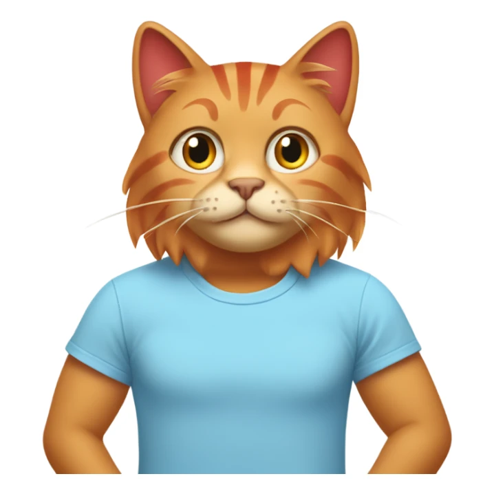 tan-red cat wearing a light-blue t-shirt taps musical keyboard sticker