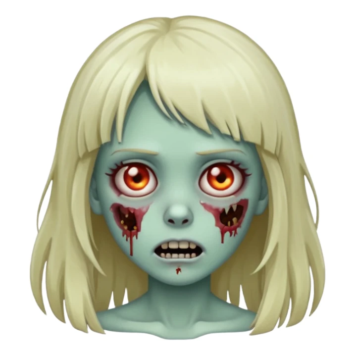 zombie girl with bangs and long hair sticker