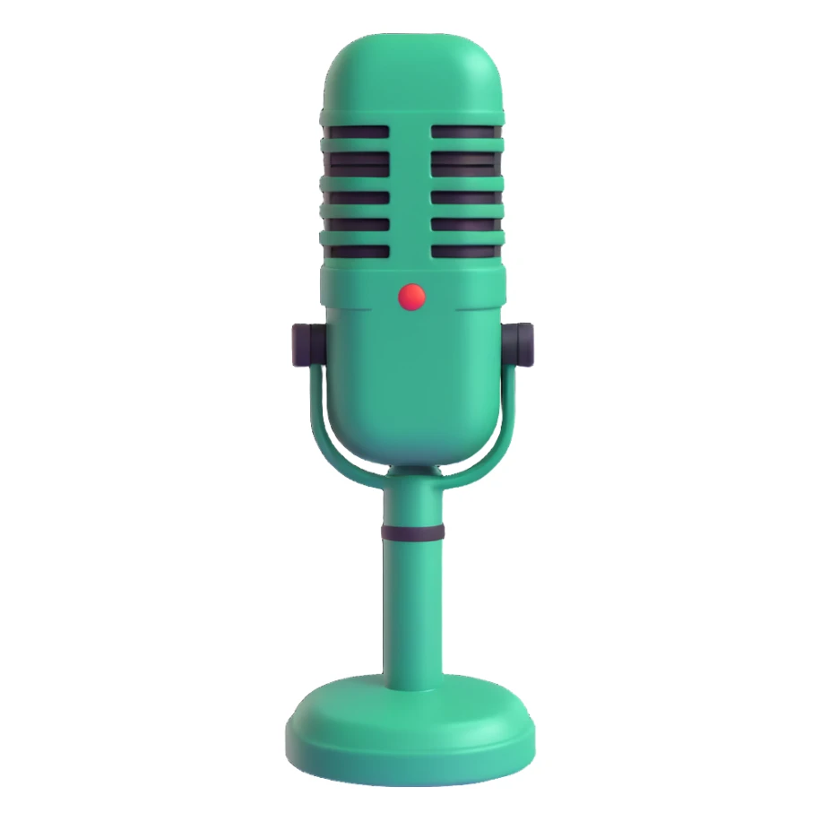 dark green radio microphone, front view, 3D emoji style, no text sticker
