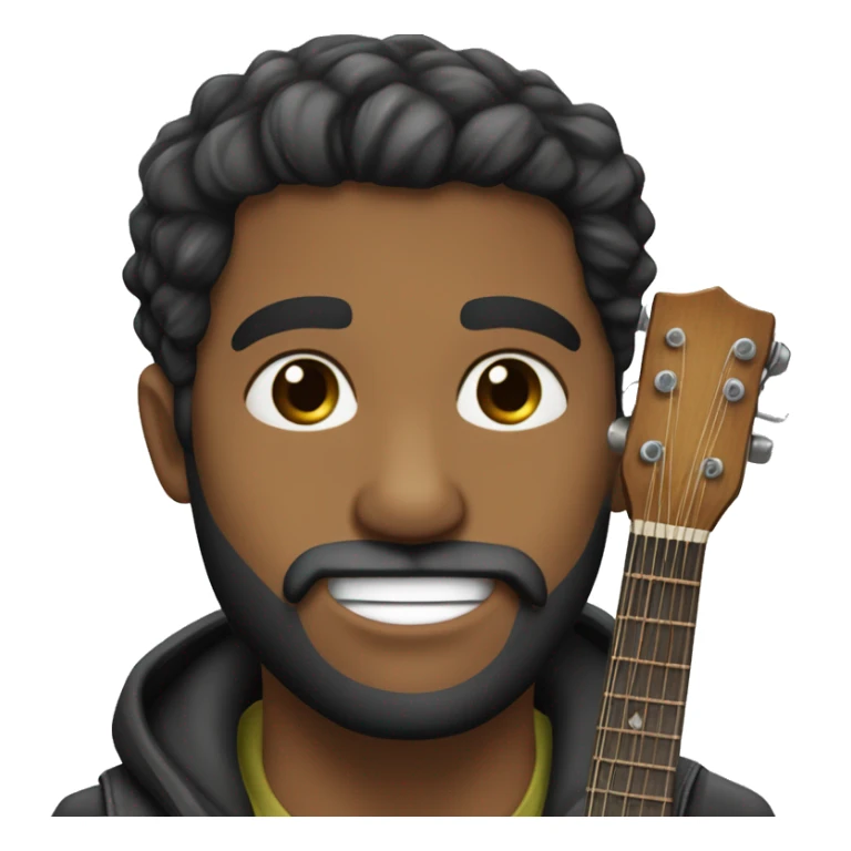Homem moreno claro cabelo preto barba tocando violão  sticker