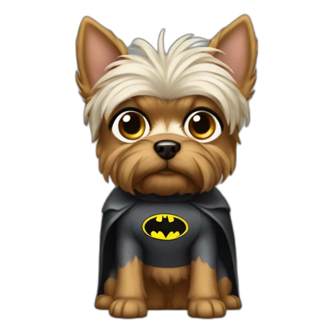 Dog male Yorkshire with Batman Costume sticker