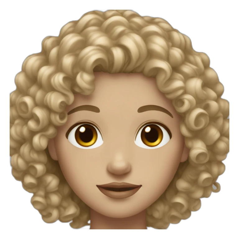 White skin curly dark blonde hair brown eyes sticker