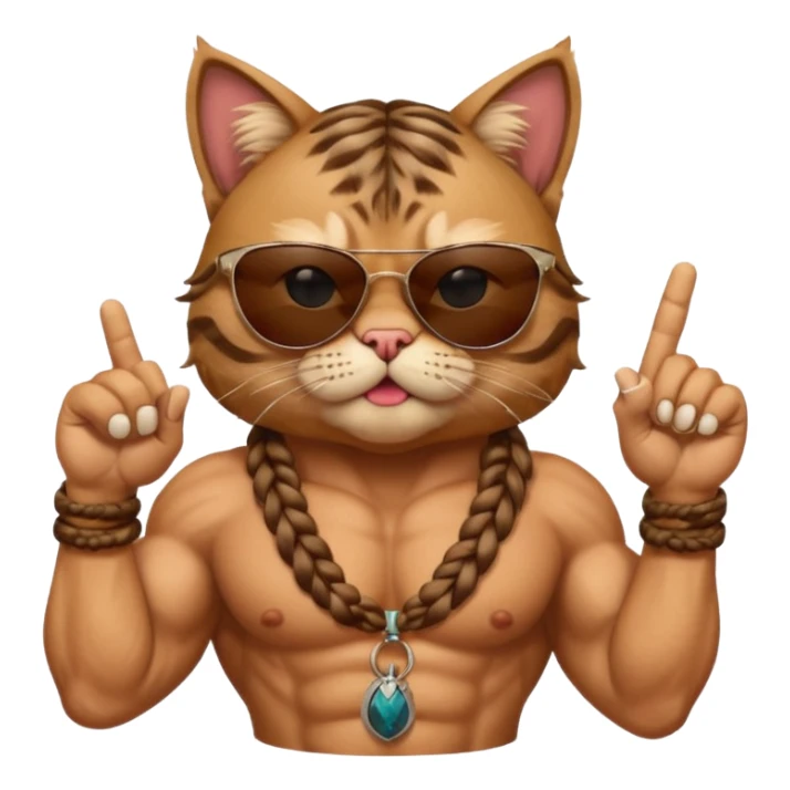 Bodybuilder cat with braids wearing sunglasses with and showing middle finger and cigar in mouth  sticker