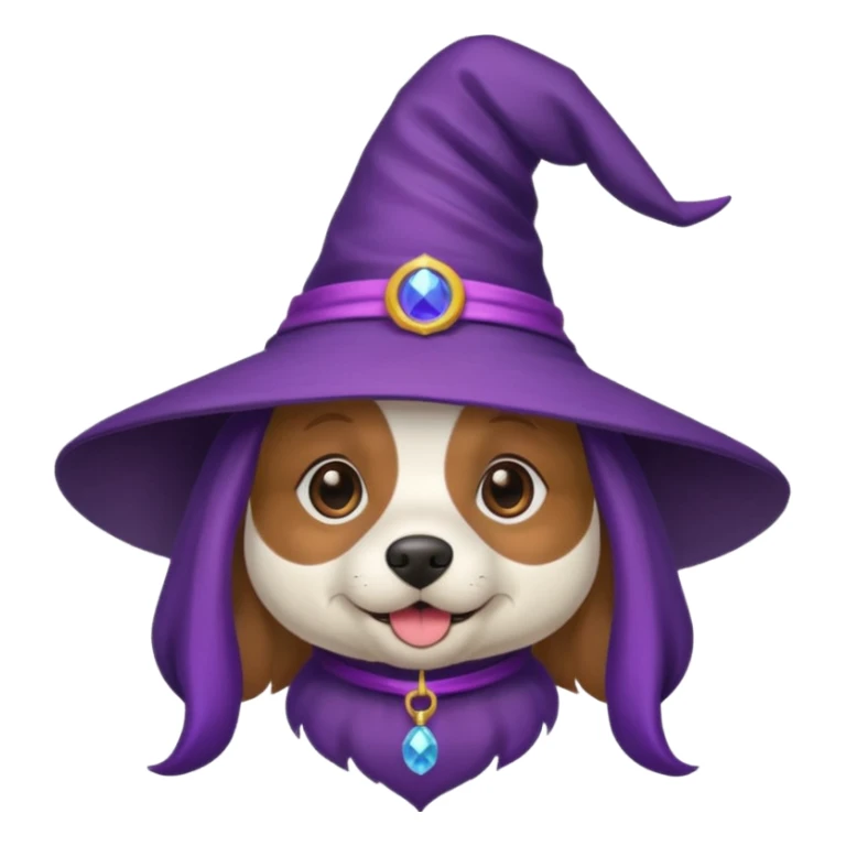 dog wear purple wicth hat sticker