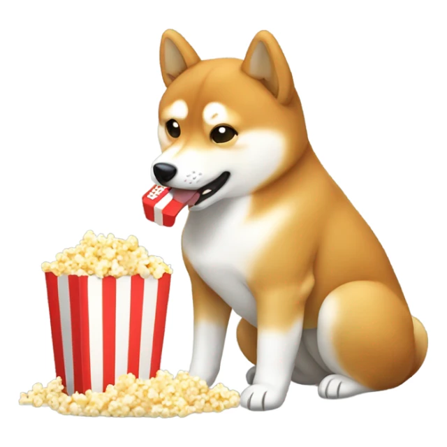 Shiba Inu eating popcorn sticker