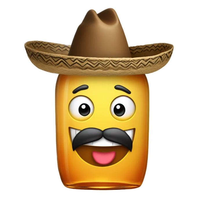 very happy tequila bottle with sombrero and thick mustaches  sticker