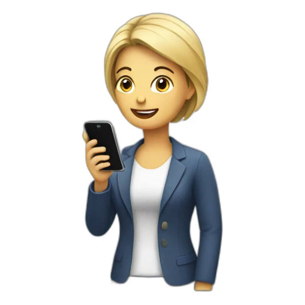 A woman talks to his mobile phone sticker