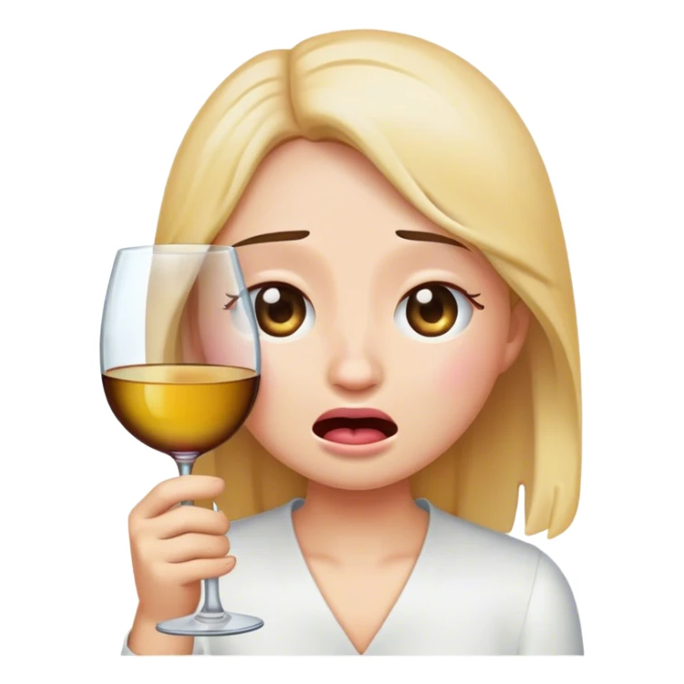 Crying emoji holding wine glass sticker