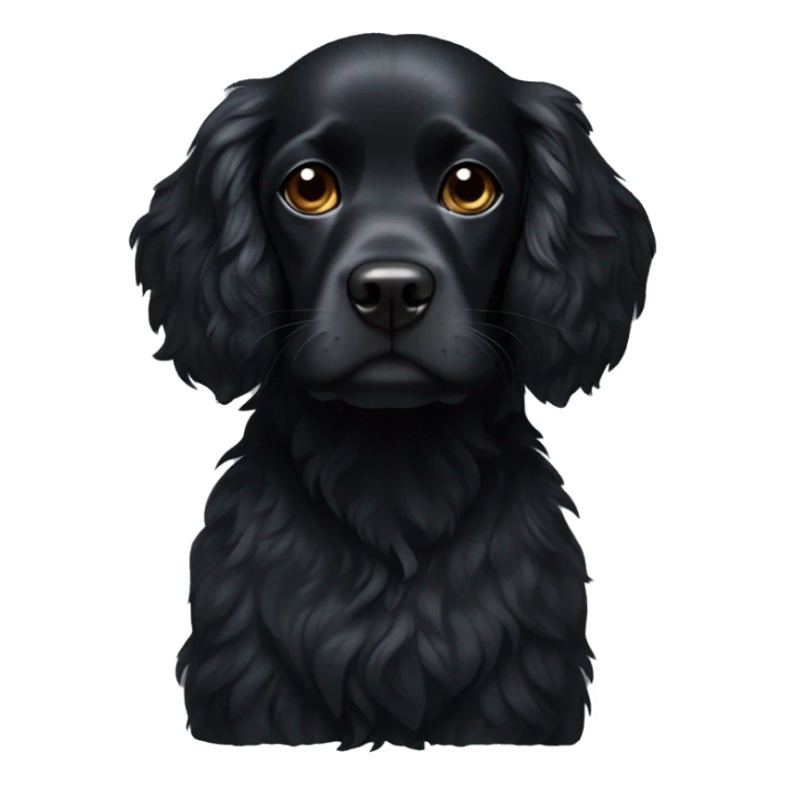 Small completely black spaniel with black fur on his whole face and white fur only on his chest sticker
