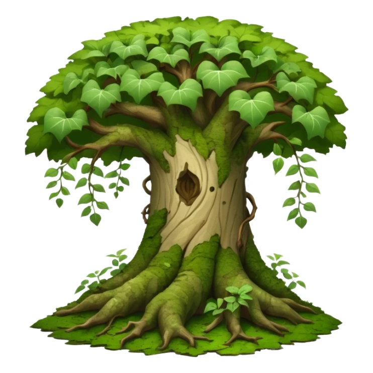 big tree, oak, bindweed, moss sticker