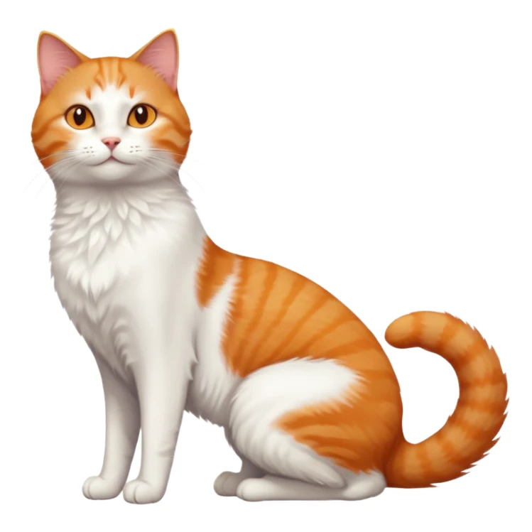 ginger and white cat with orange eyes doing a big extremely long stretch reaching up into the air with arms and legs side by side together straight and overextended whilst lying on its side sticker