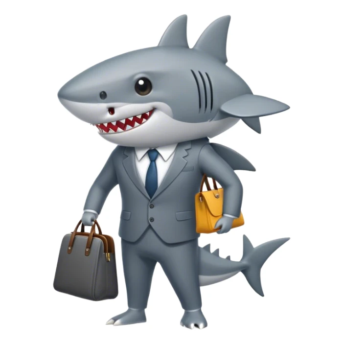 business shark with a bag sticker