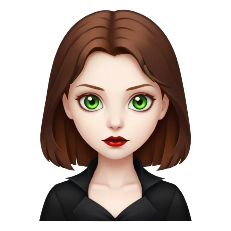 Vampire Girl with brown hair and Green eyes with black autfit  sticker