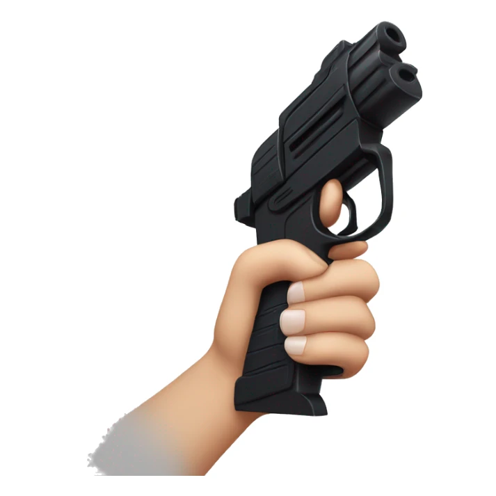 White hand with black nails holding large scary dark nerf gun sticker