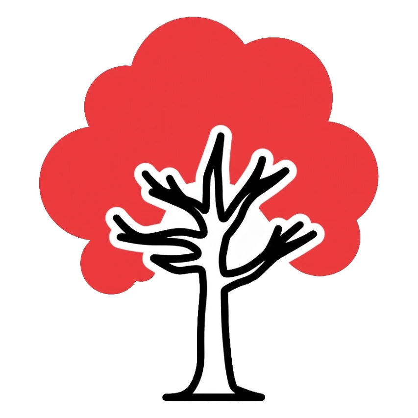 white tree with red foliage sticker