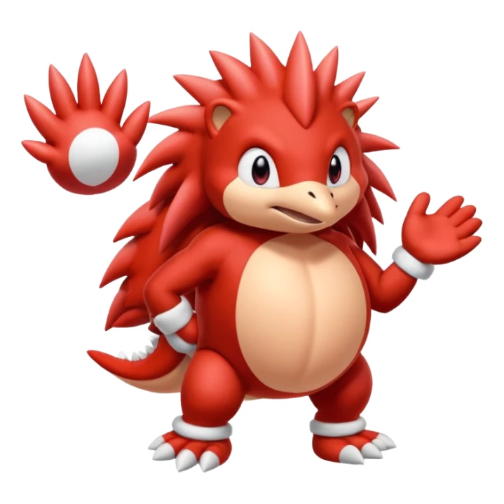 Sonic the hedgehogs friend knuckles a red animal with peach arms and white mittens that have no fingers , he’s a echidna with red eyes sticker