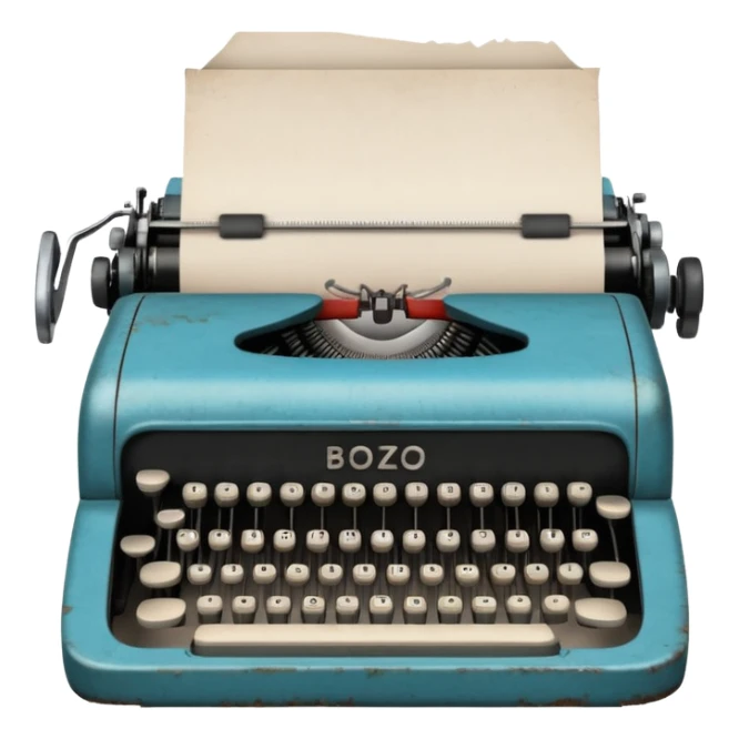 Typewriter typing on paper and the paper says bozo sticker