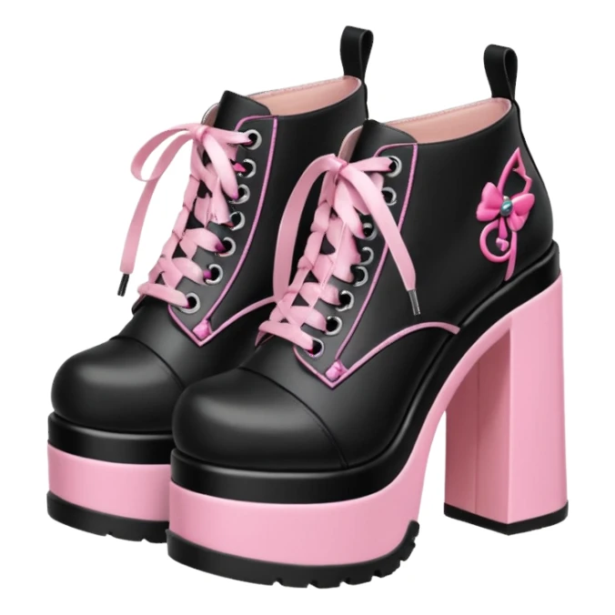 BLACKPINK-inspired gothic shoes, no hearts, black and pink, cute  sticker