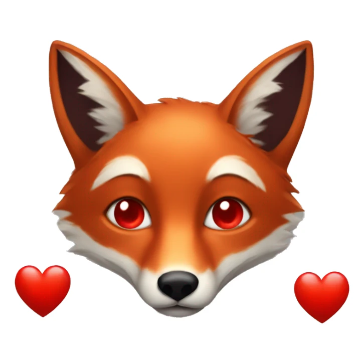 dark red fox face with tiny red heart instead of eyes sticker