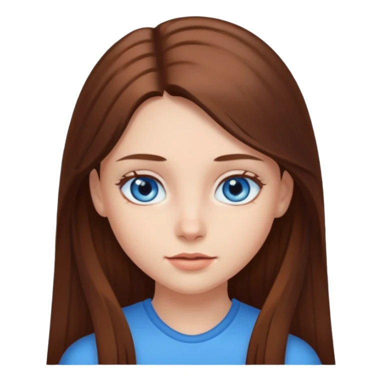 A girl with blue eyes and brown long hair sticker