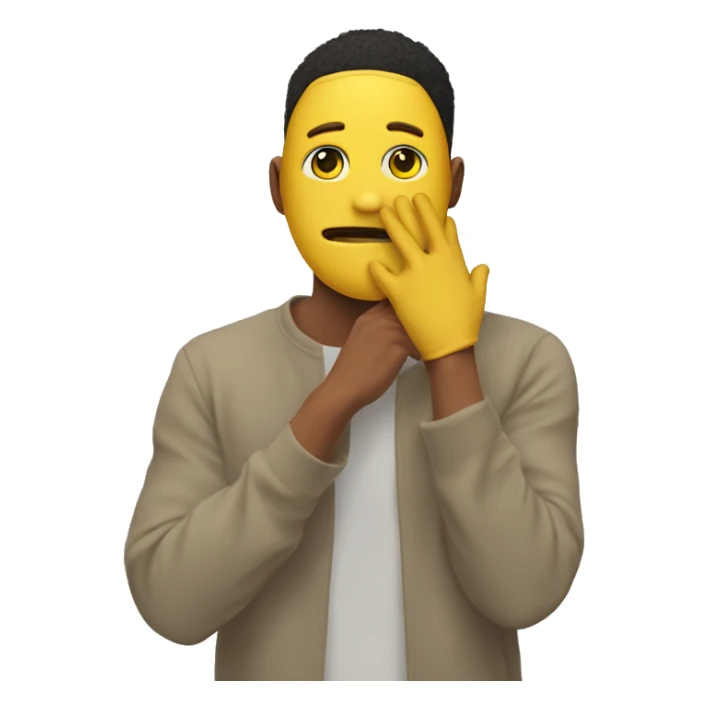 yellow normal emoji face covering his face with his hand  sticker