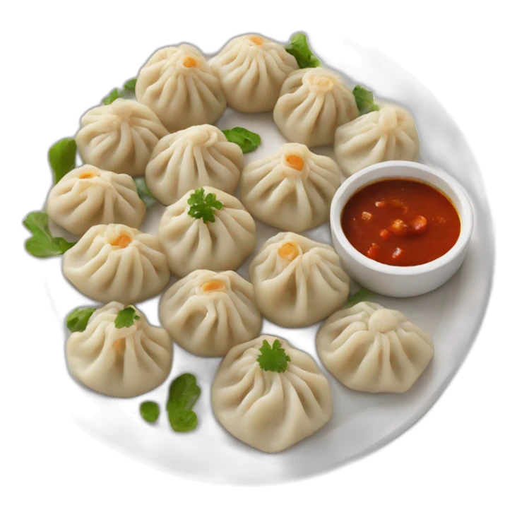 Plate of momos with chutney  sticker