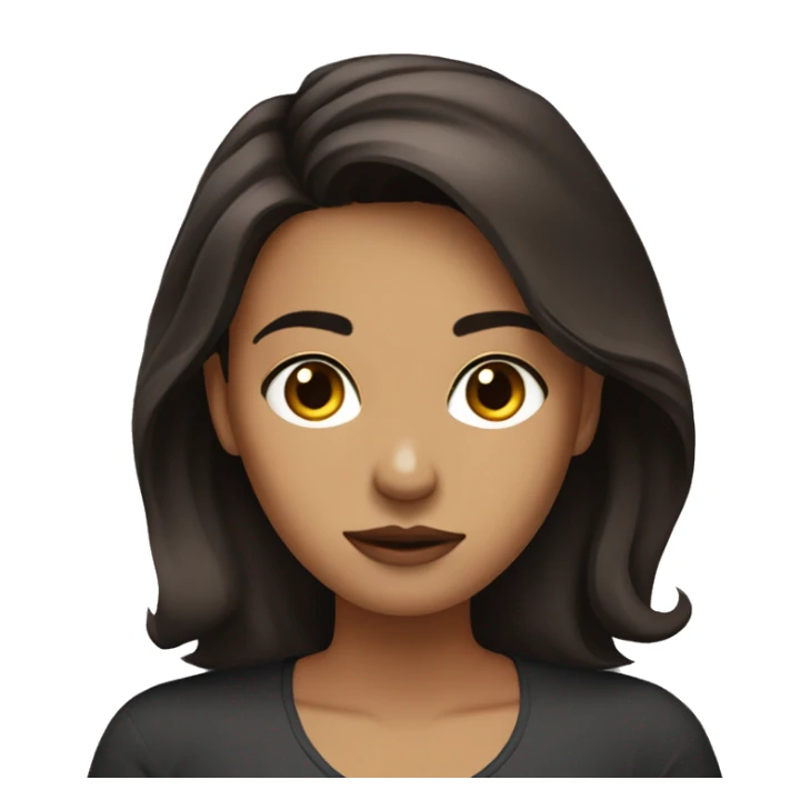 Medium skin medium length dark brown hair with concerned look sticker