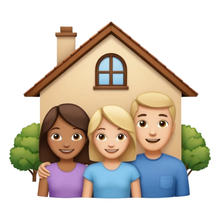 family of 4 inside a house outline sticker
