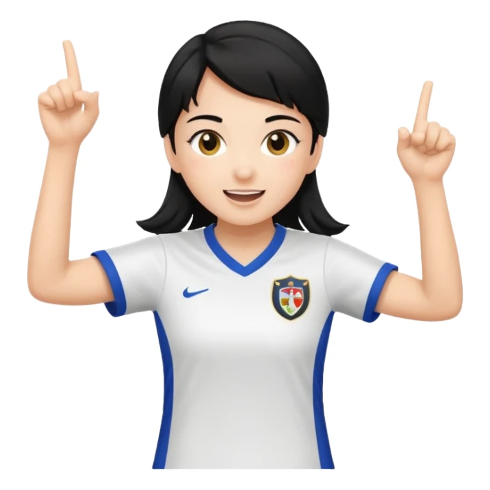 black-haired soccer girl, celebrating a goal sticker