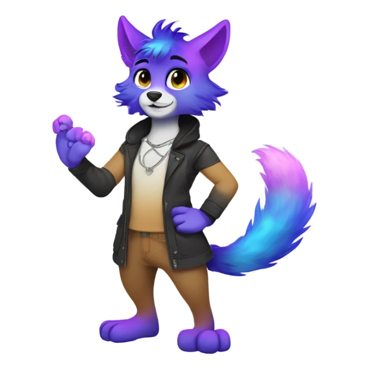 gradient-Sparkle-nebula-fursona anthropomorphic furry full body sticker